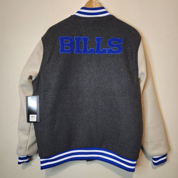 Buffalo Bills Jacket Bomber Coat Varsity Button NFL Mens Medium Embroidered - Picture 2 of 14